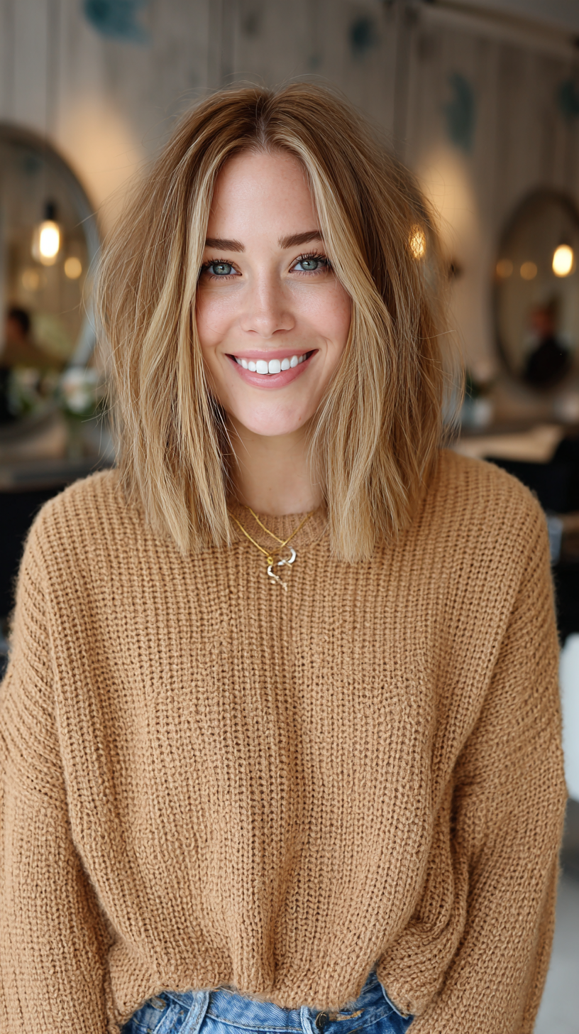 Chic Textured Lived-In Blonde Bob with Effortless Volume