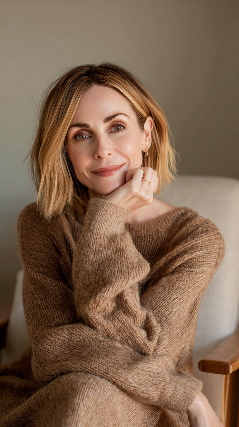 Chic Textured Lived-In Blonde Bob with Subtle Highlights