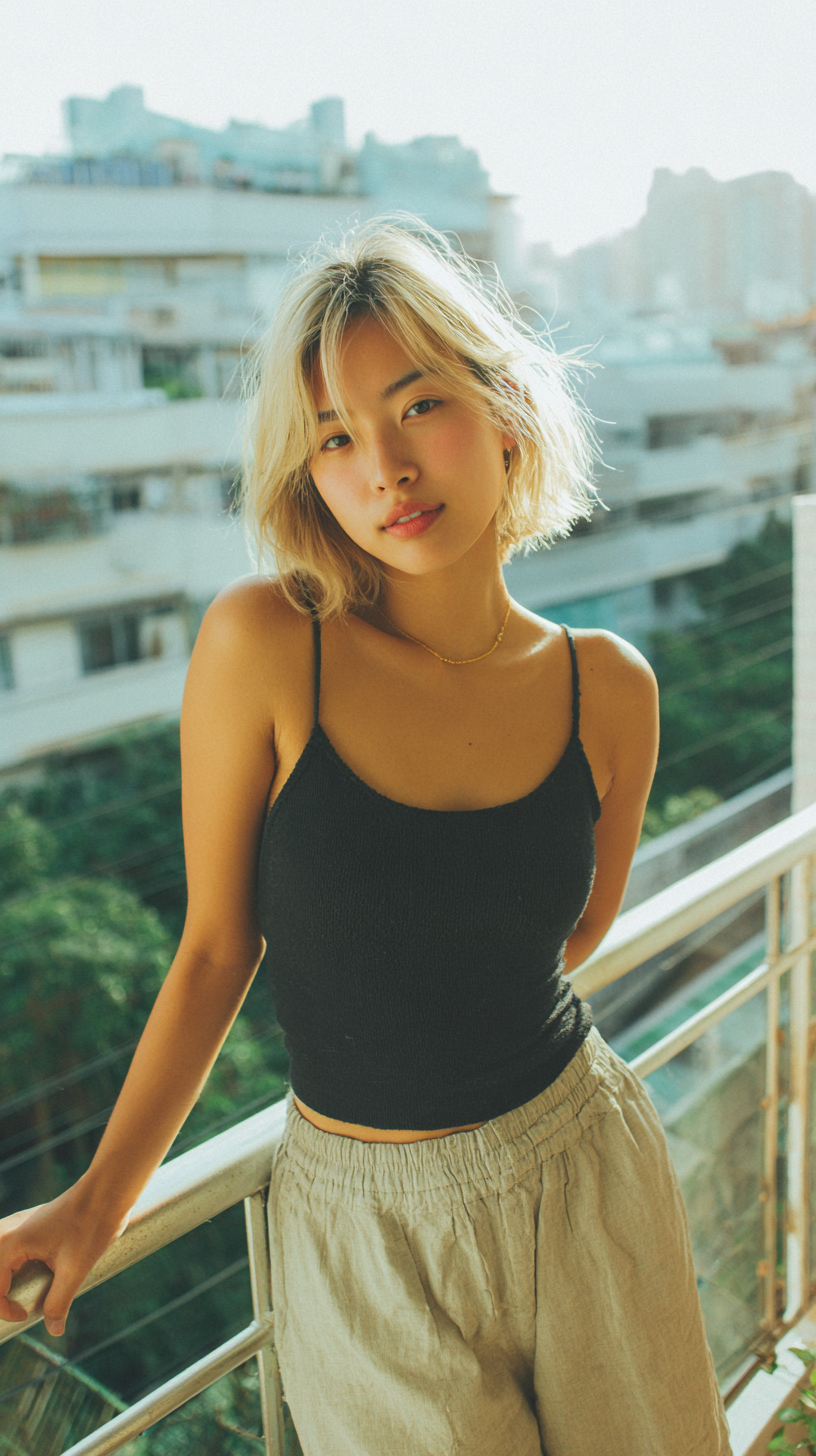Chic Tousled Blonde Bob with Subtle Movement