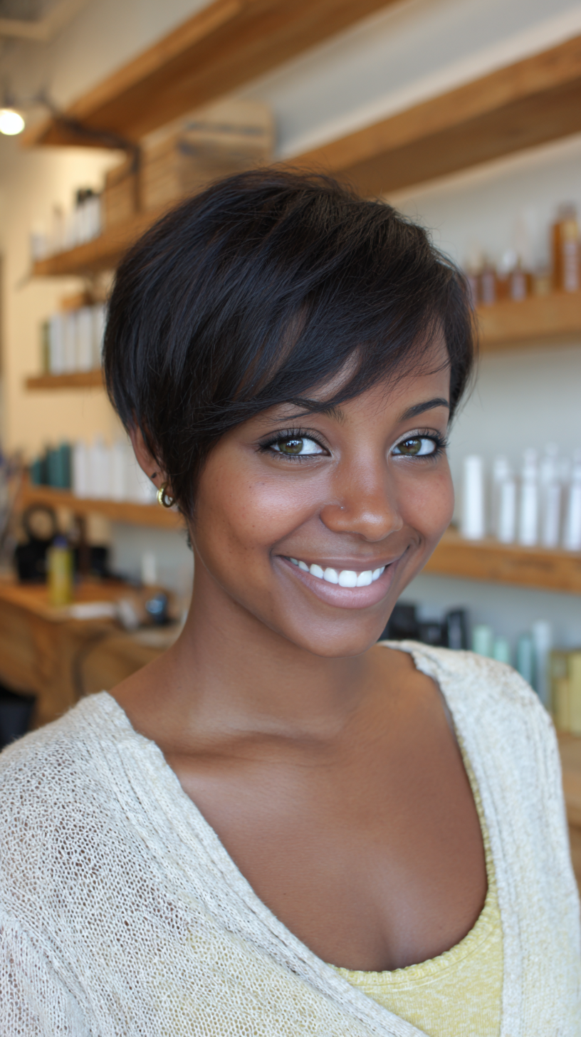 Elegant Layered Long Pixie Cut for Black Women