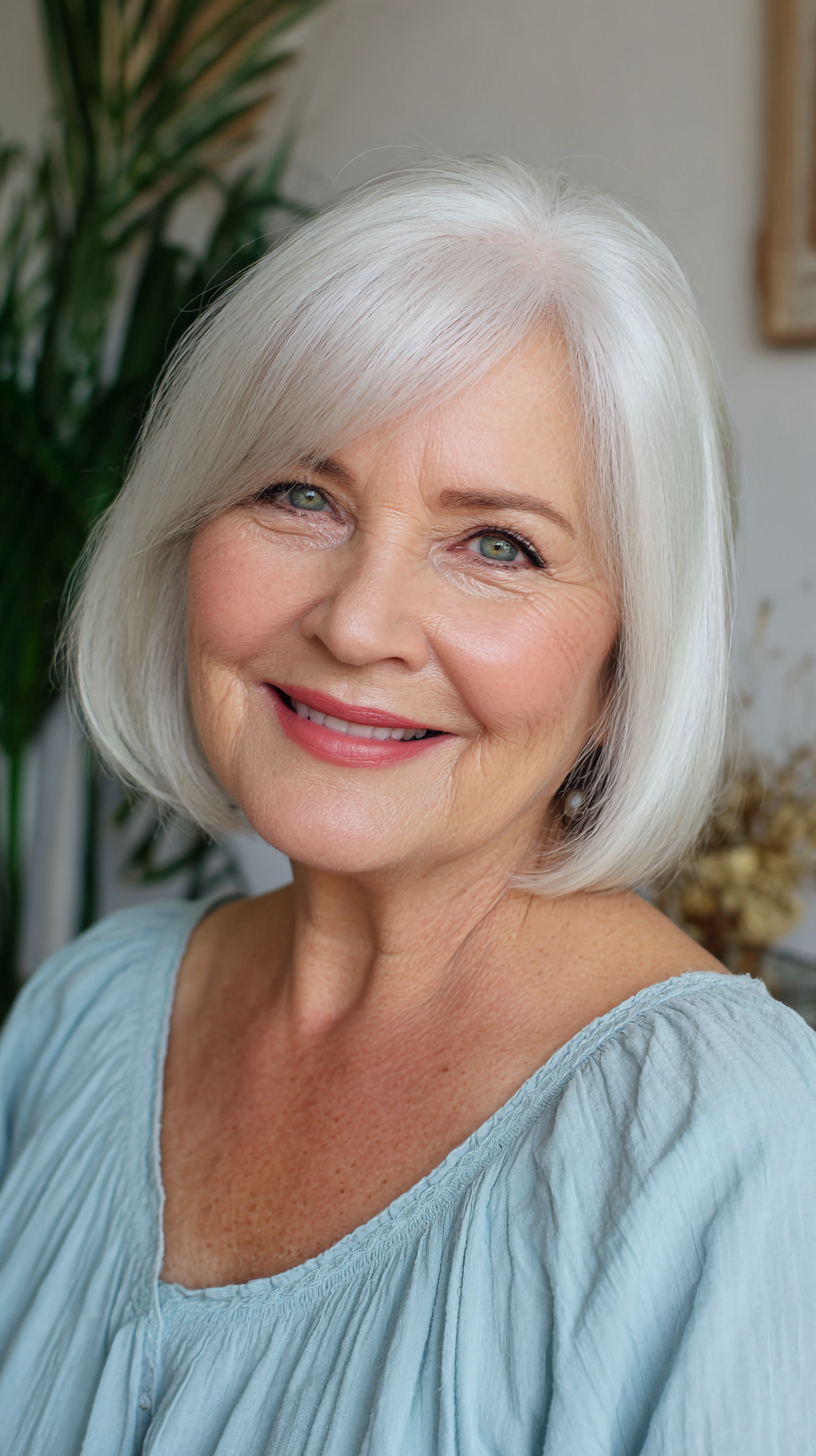 Elegant Soft Silver Bob with Subtle Layers