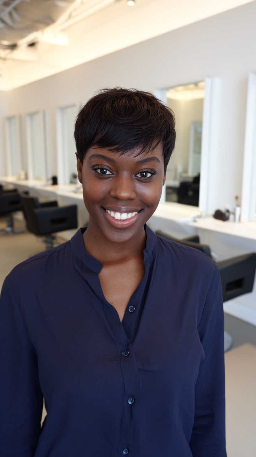 Modern Textured Long Pixie Cut for Natural Hair