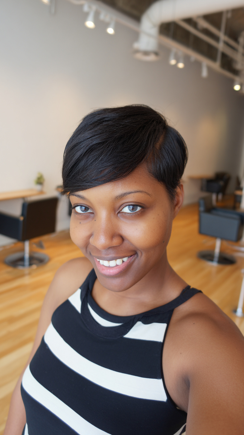 Sleek Textured Long Pixie Cut for Natural Hair