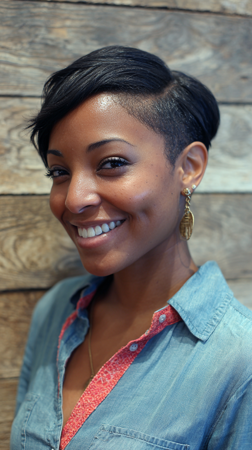 Stylish Long Pixie Cut with Subtle Undercut