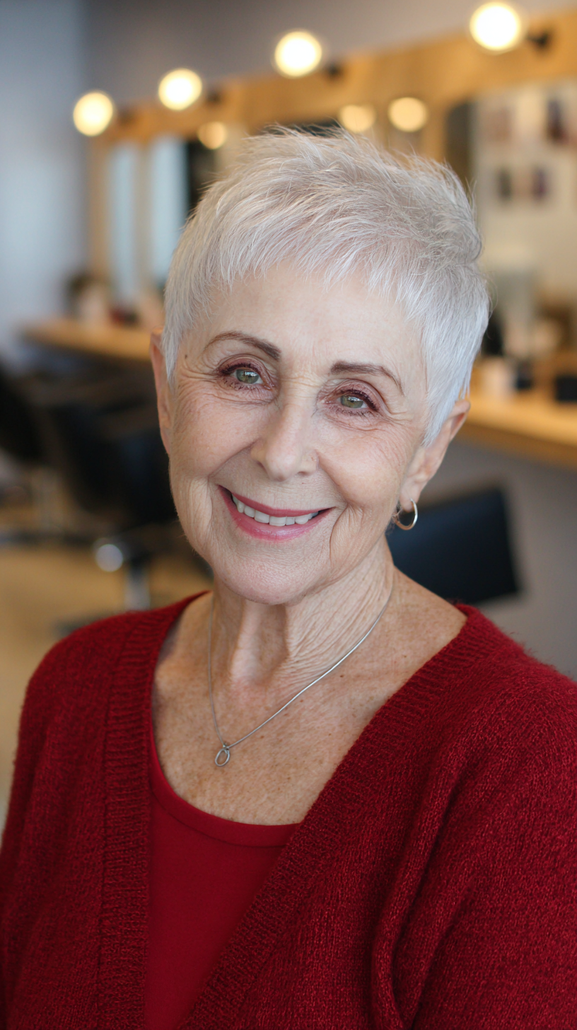 Textured Silver Pixie with Soft Layers