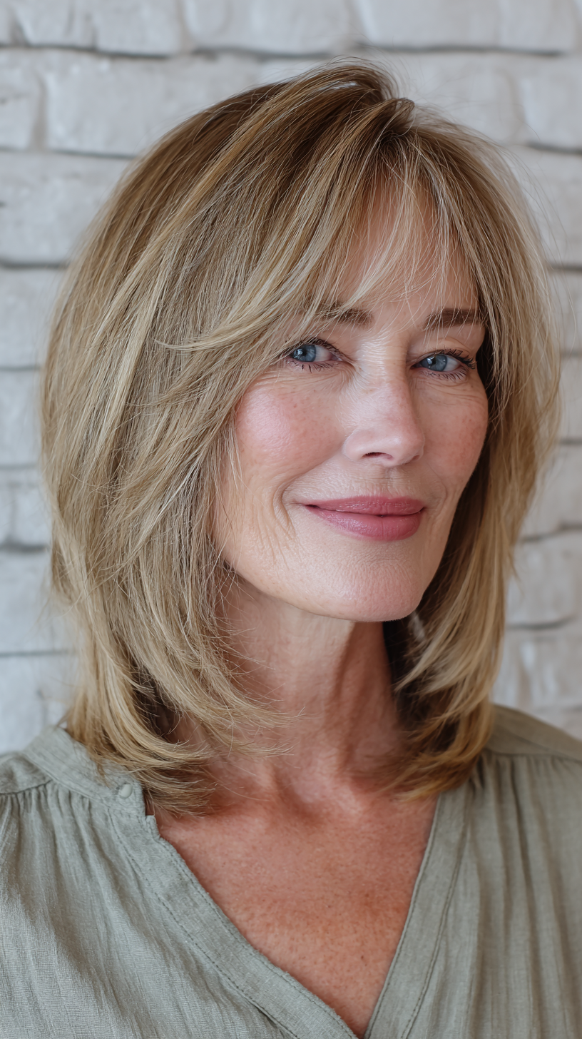 Textured Layered Lob with Soft Volume and Face-Framing Elegance