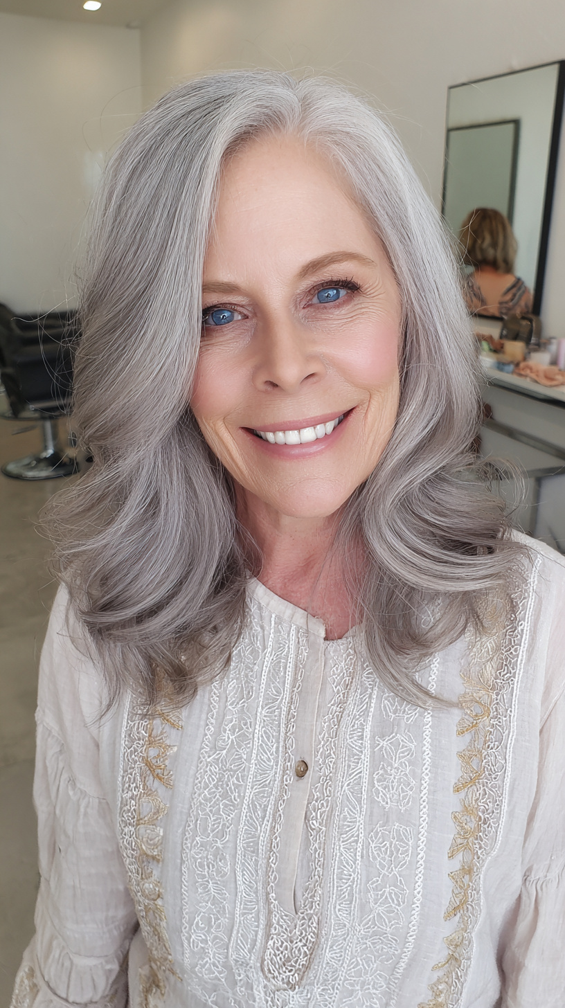 Softly Layered Silver Waves