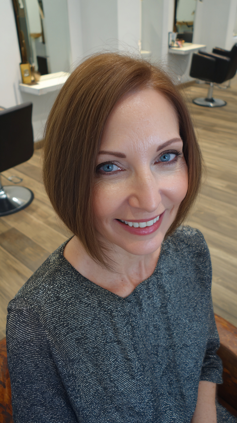 Chic Angular Bob with Subtle Caramel Highlights