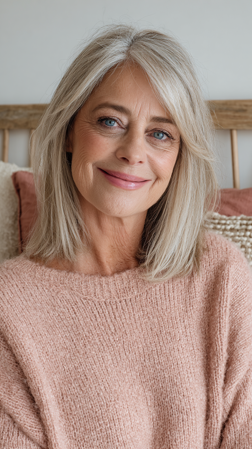 Chic Layered Lob with Soft Face-Framing Layers