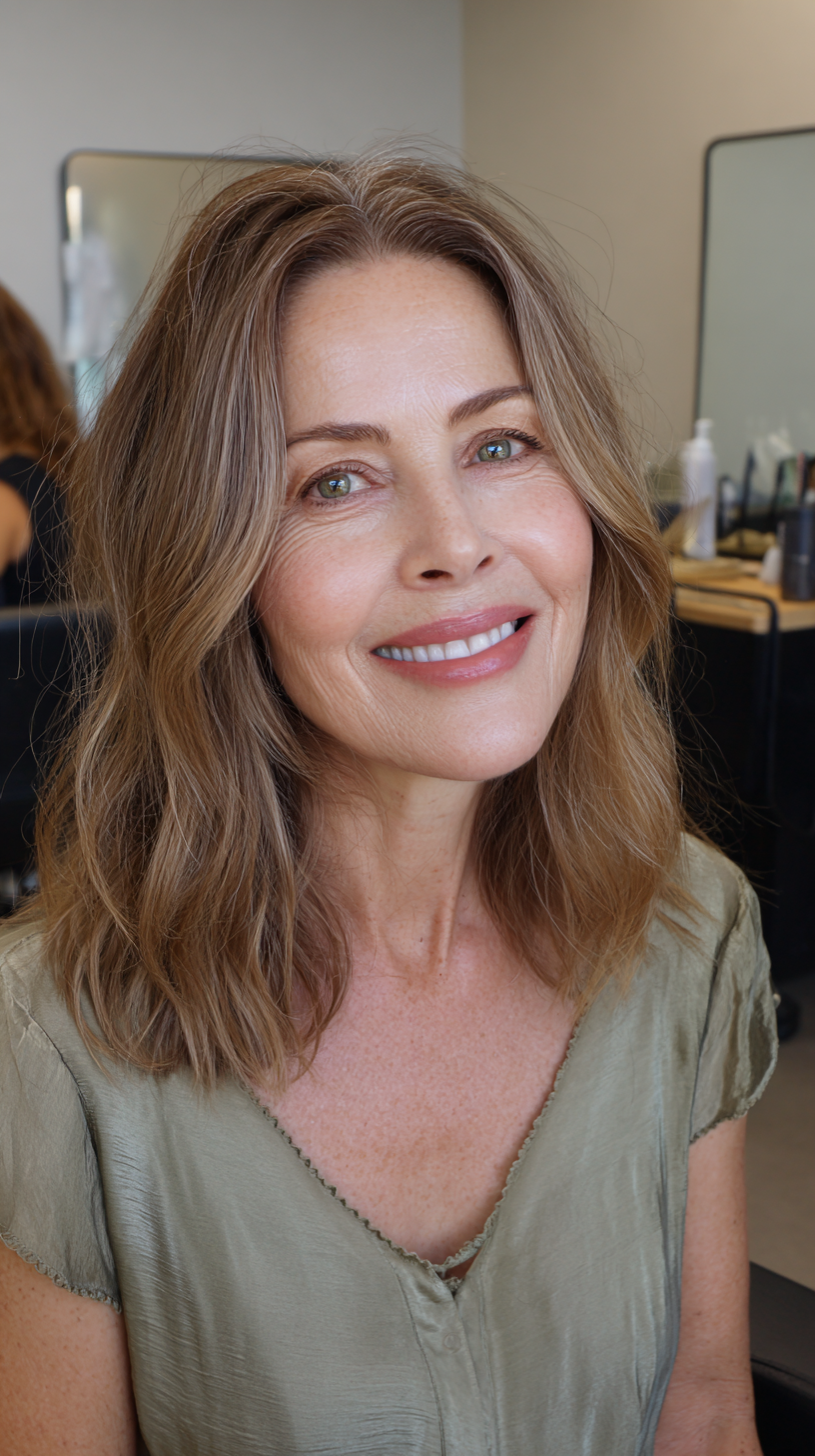 Chic Layered Lob with Subtle Movement