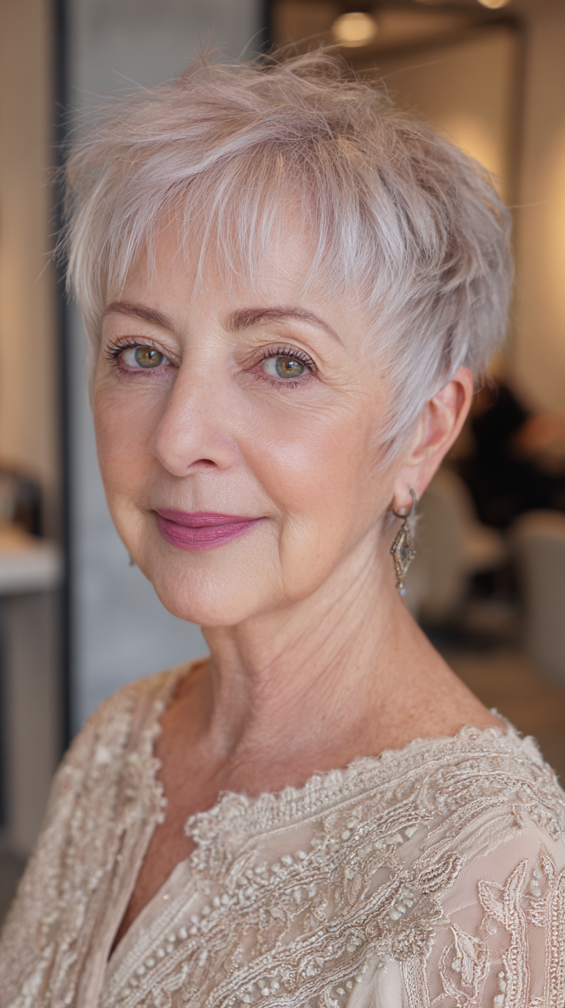 Chic Short Platinum Pixie with Textured Layers