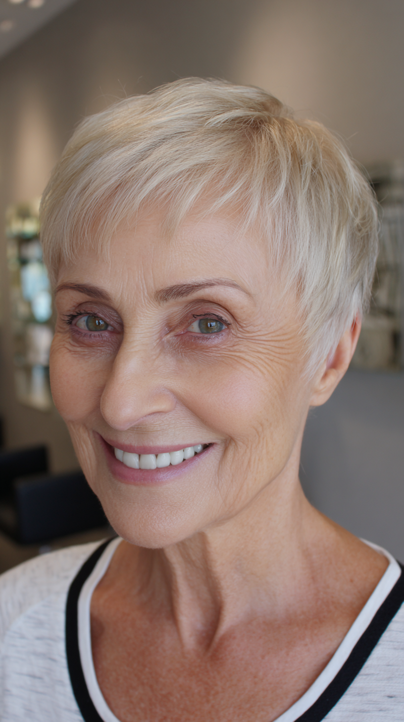 Chic Short Textured Pixie Cut with Subtle Highlights