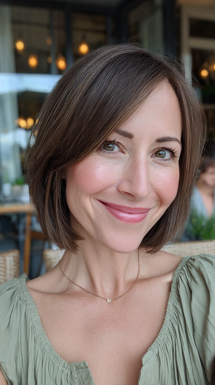 Chic Smooth Bob with Subtle Face-Framing Layers