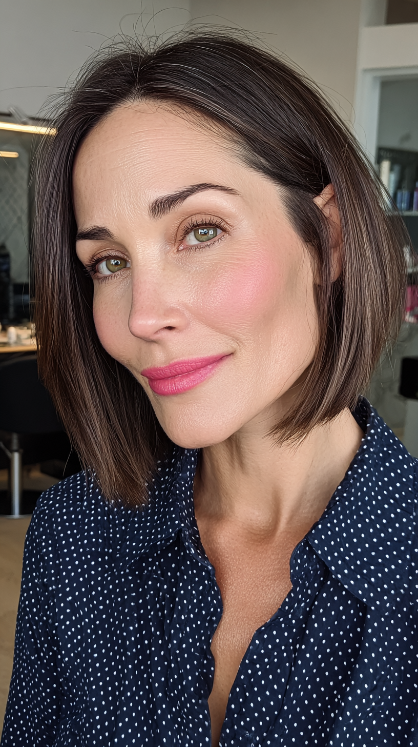 Chic Smooth Lob with Subtle Face-Framing Layers