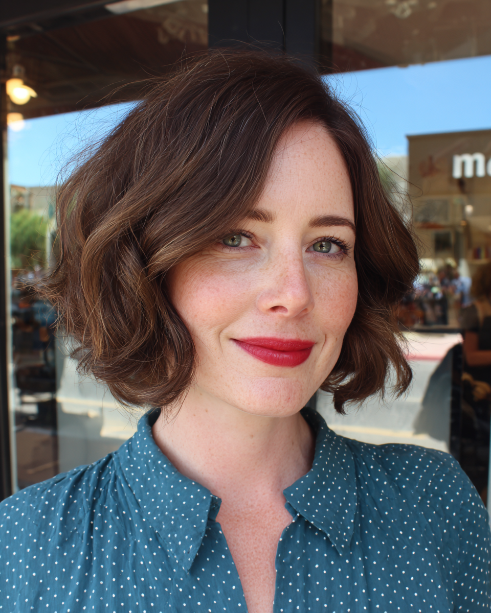 Chic Soft Wavy Bob with Subtle Highlights