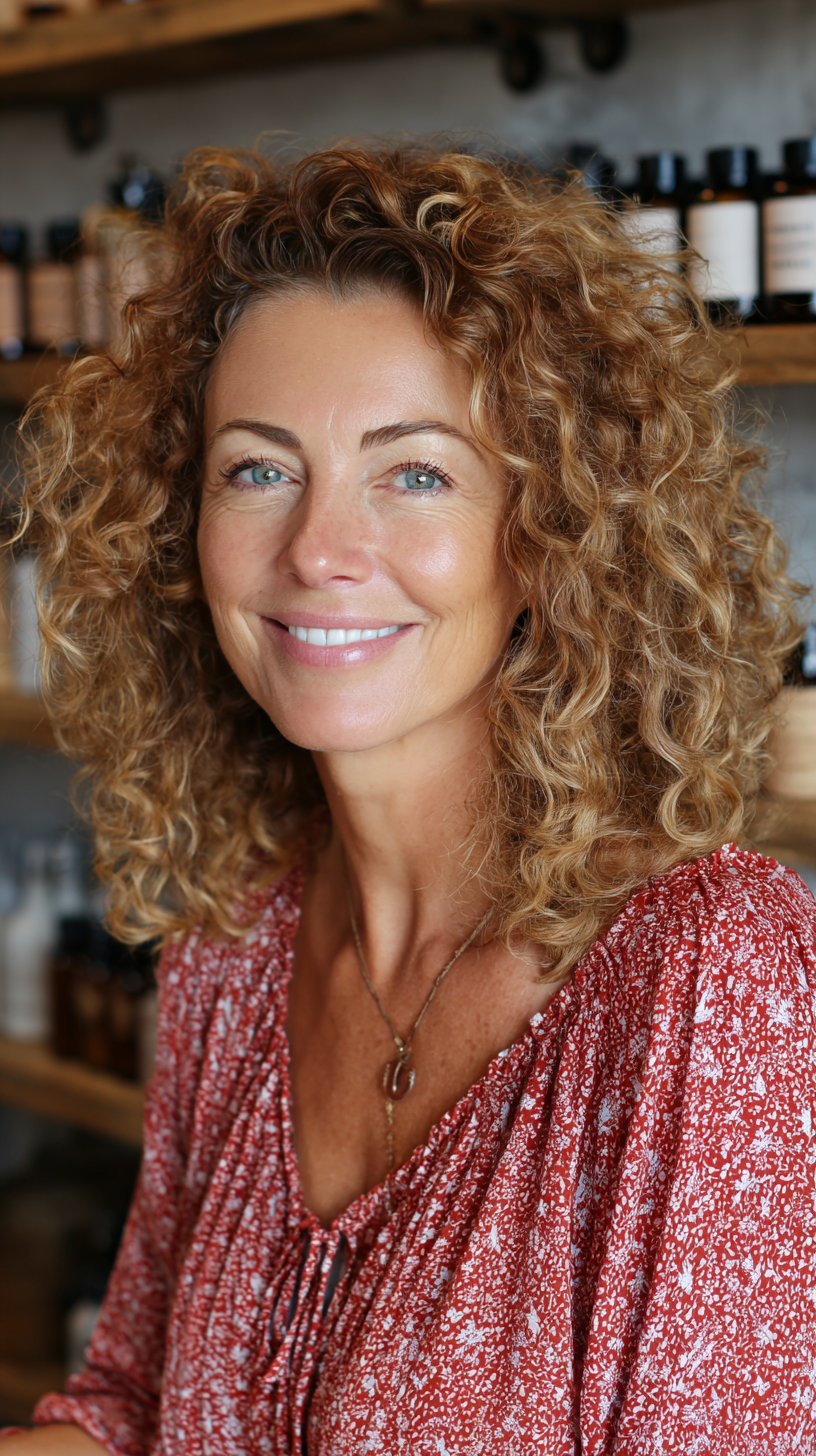 Dynamic Curly Shoulder-Length Cut with Soft Layers