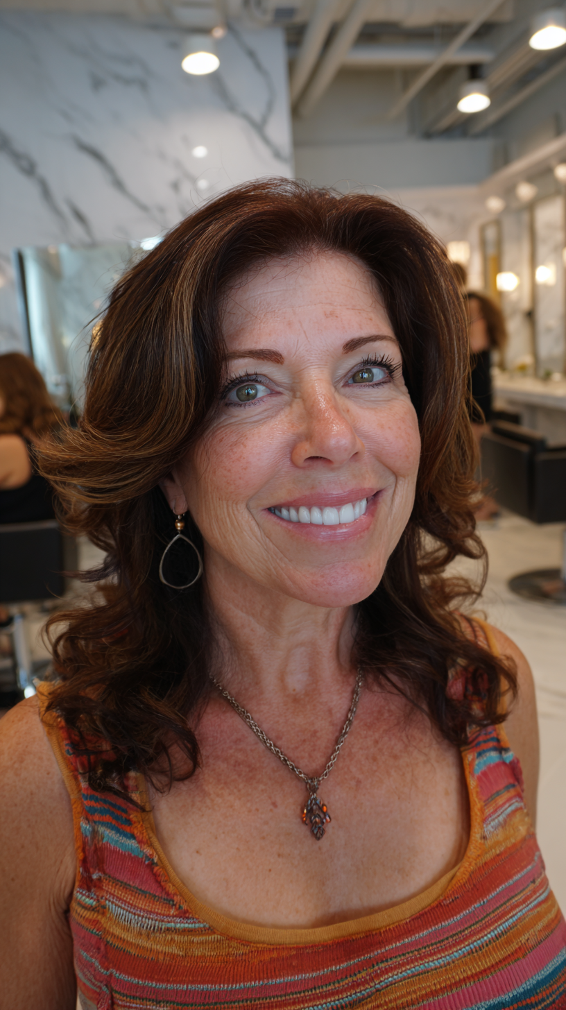 Elegant Layered Curls with Subtle Highlights