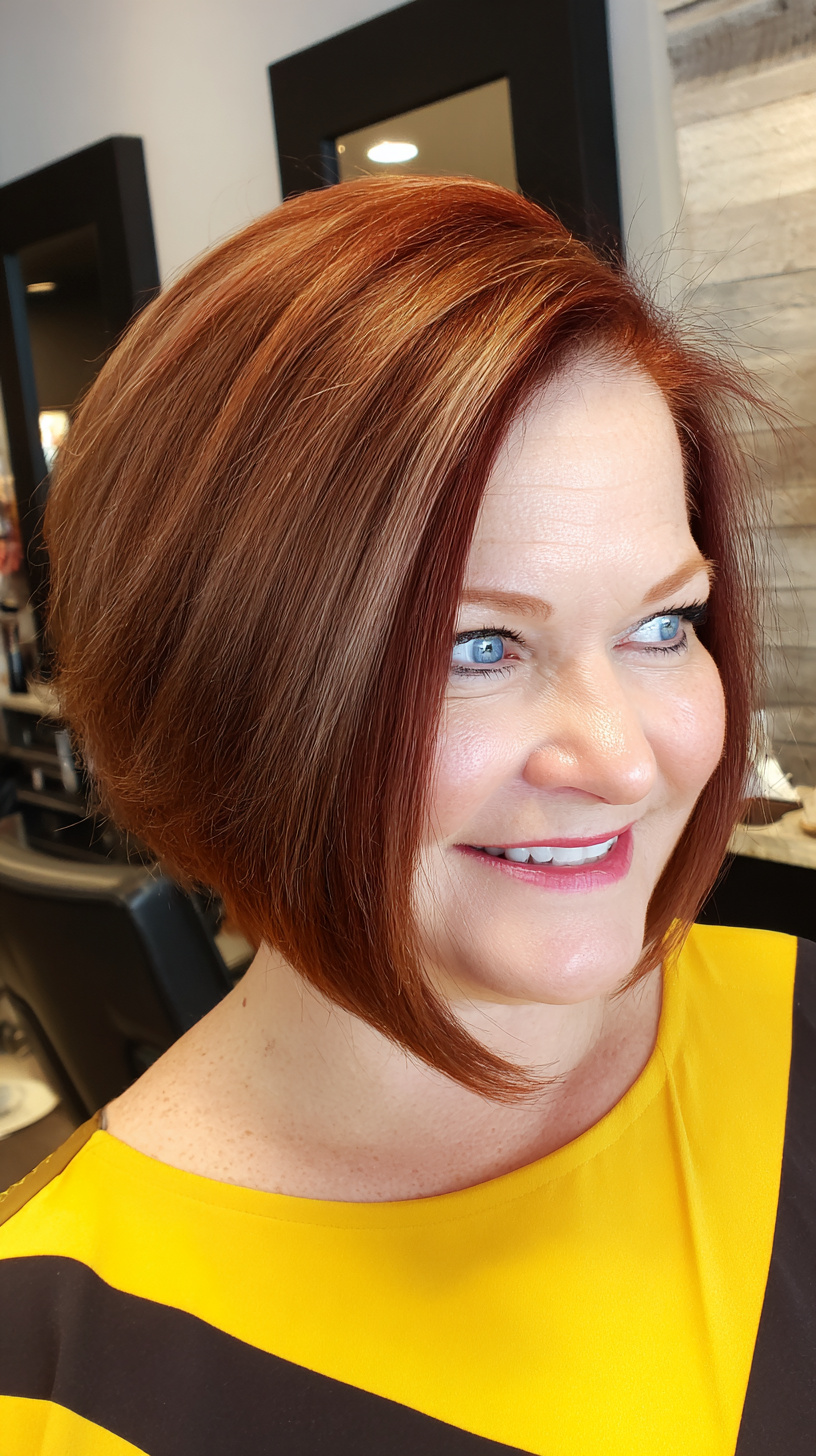 Modern Angular Bob with Rich Auburn Tones
