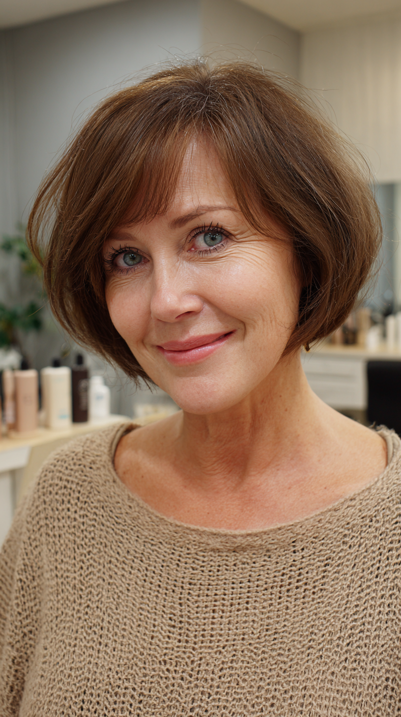 Modern Textured Bob with Soft Side Bangs