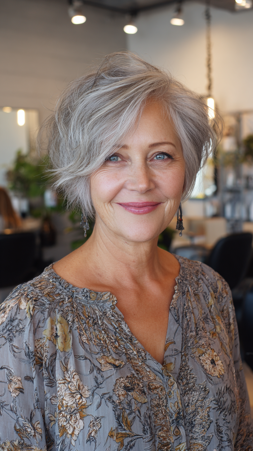 Modern Textured Silver Shag with Soft Layers