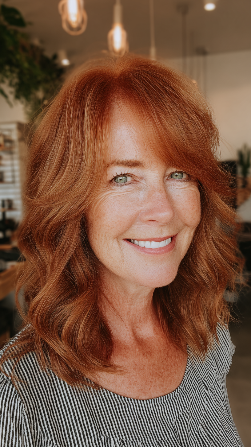Radiant Auburn Bob with Soft Side Bangs