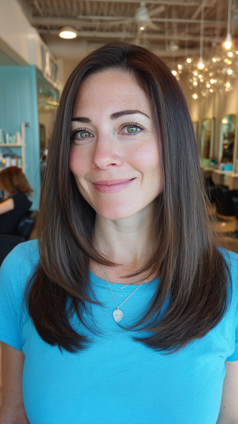 Sleek Long Layered Cut with Subtle Face-Framing Layers