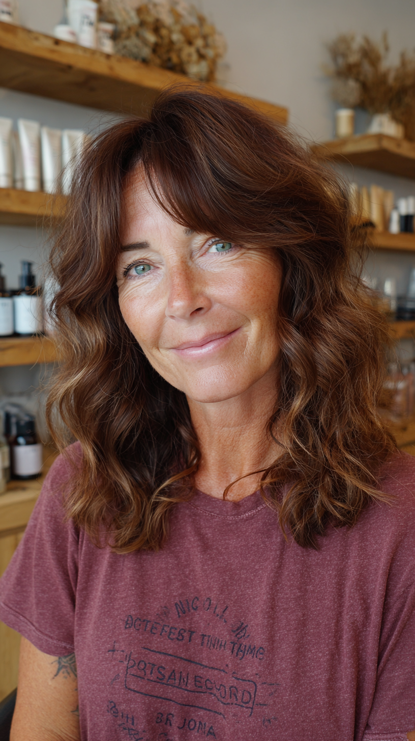 Soft Curly Bob with Flattering Side Bangs