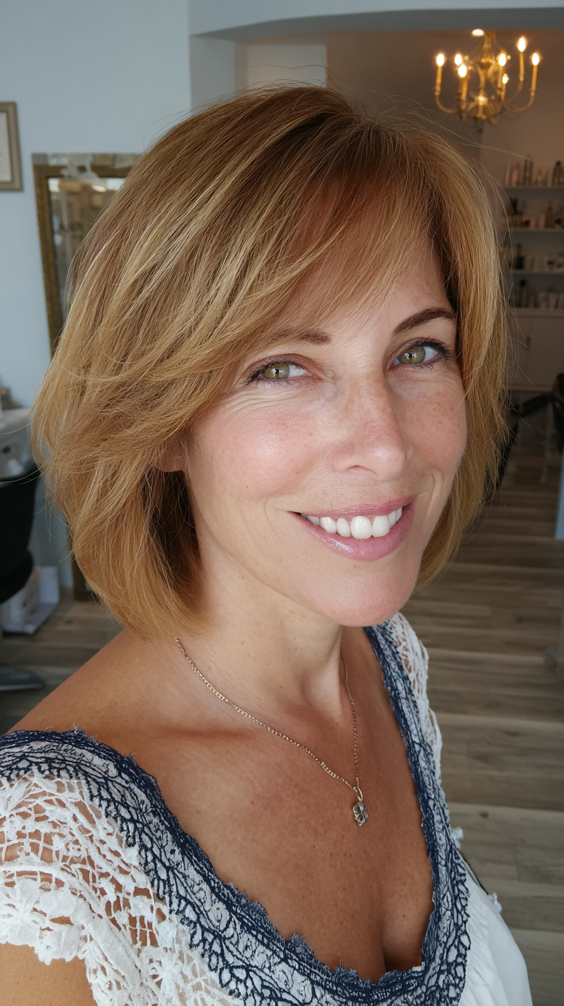 Soft Layered Bob with Side Bangs for a Fresh Look