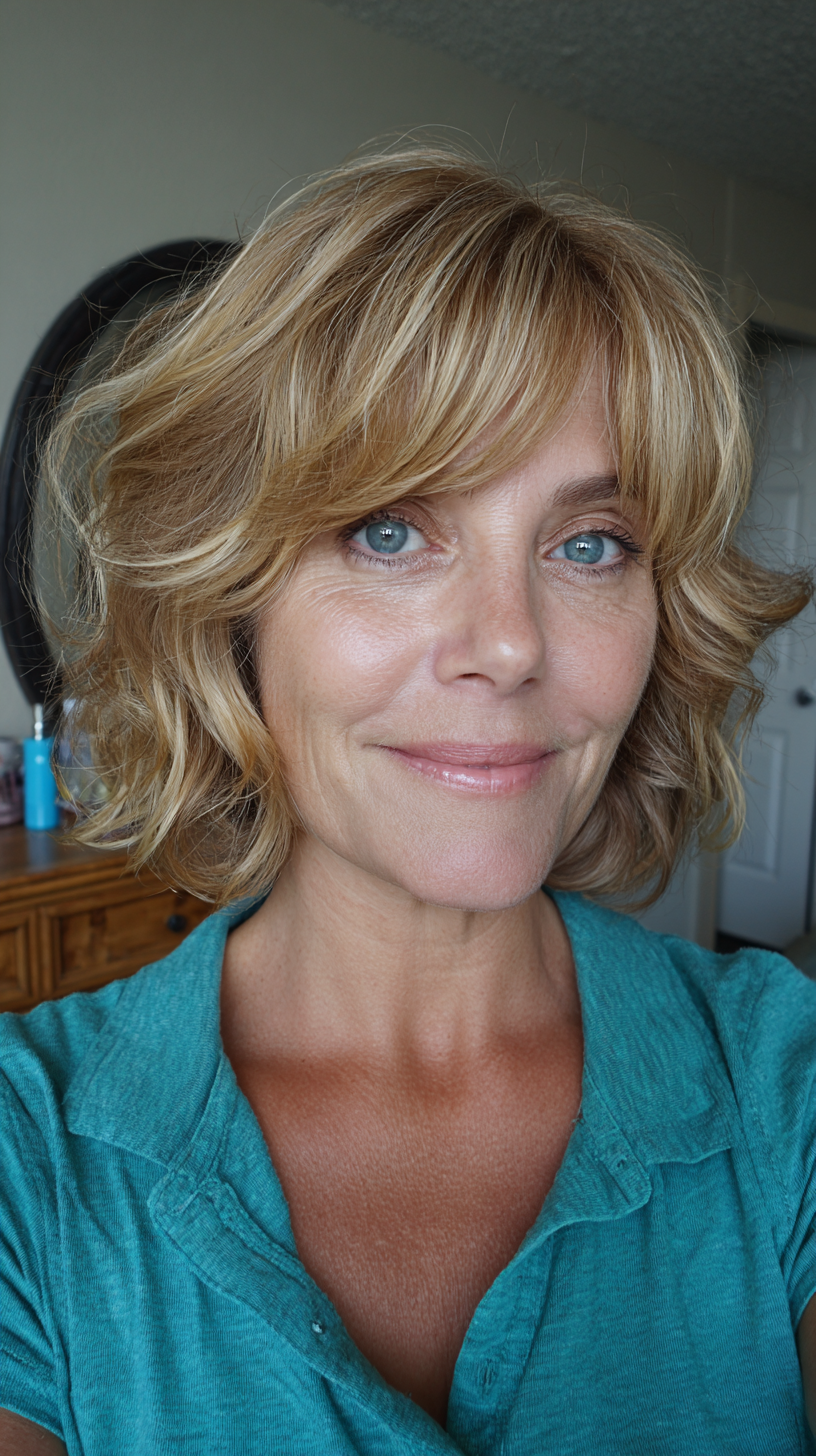 Soft Textured Bob with Side Bangs for Women Over 50