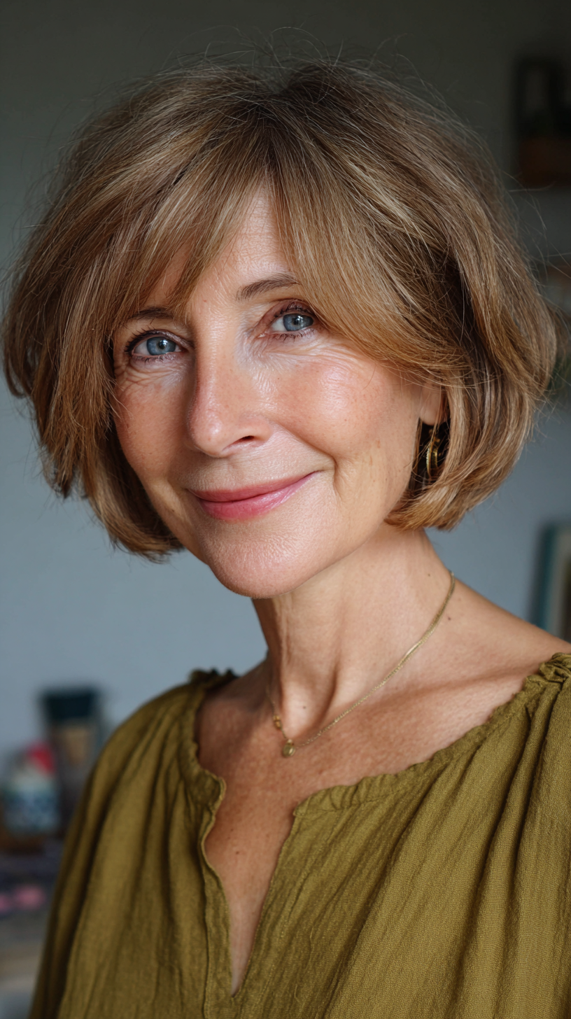 Soft Textured Bob with Subtle Side Bangs