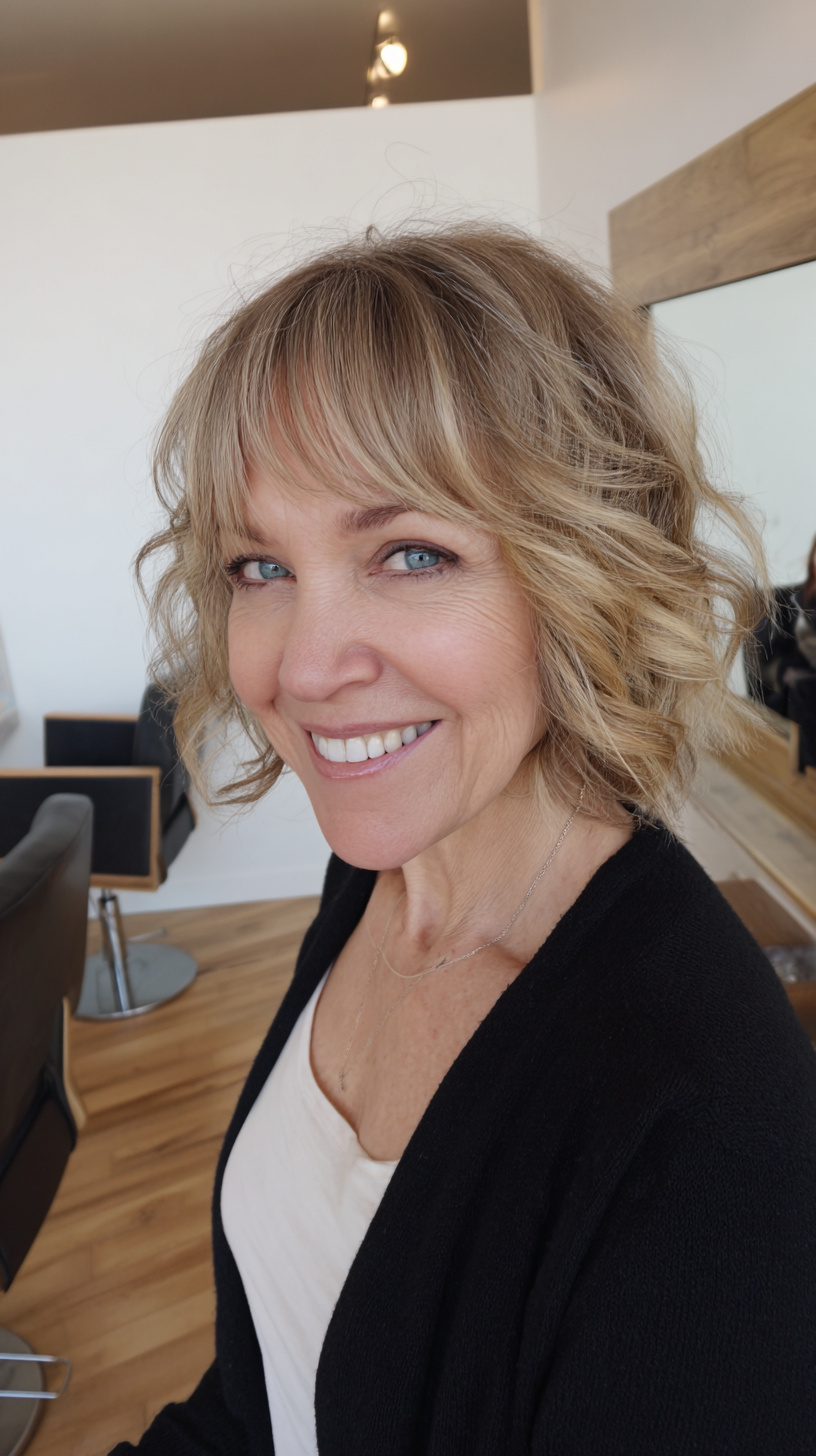 Softly Curled Shoulder-Length Cut with Face-Framing Layers