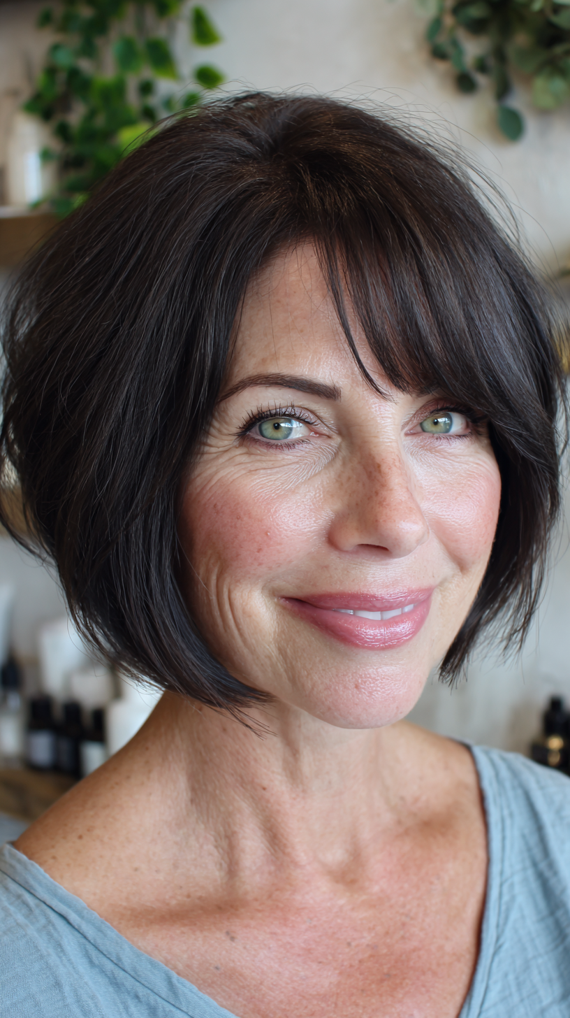 Stylish Textured Bob with Soft Side Bangs