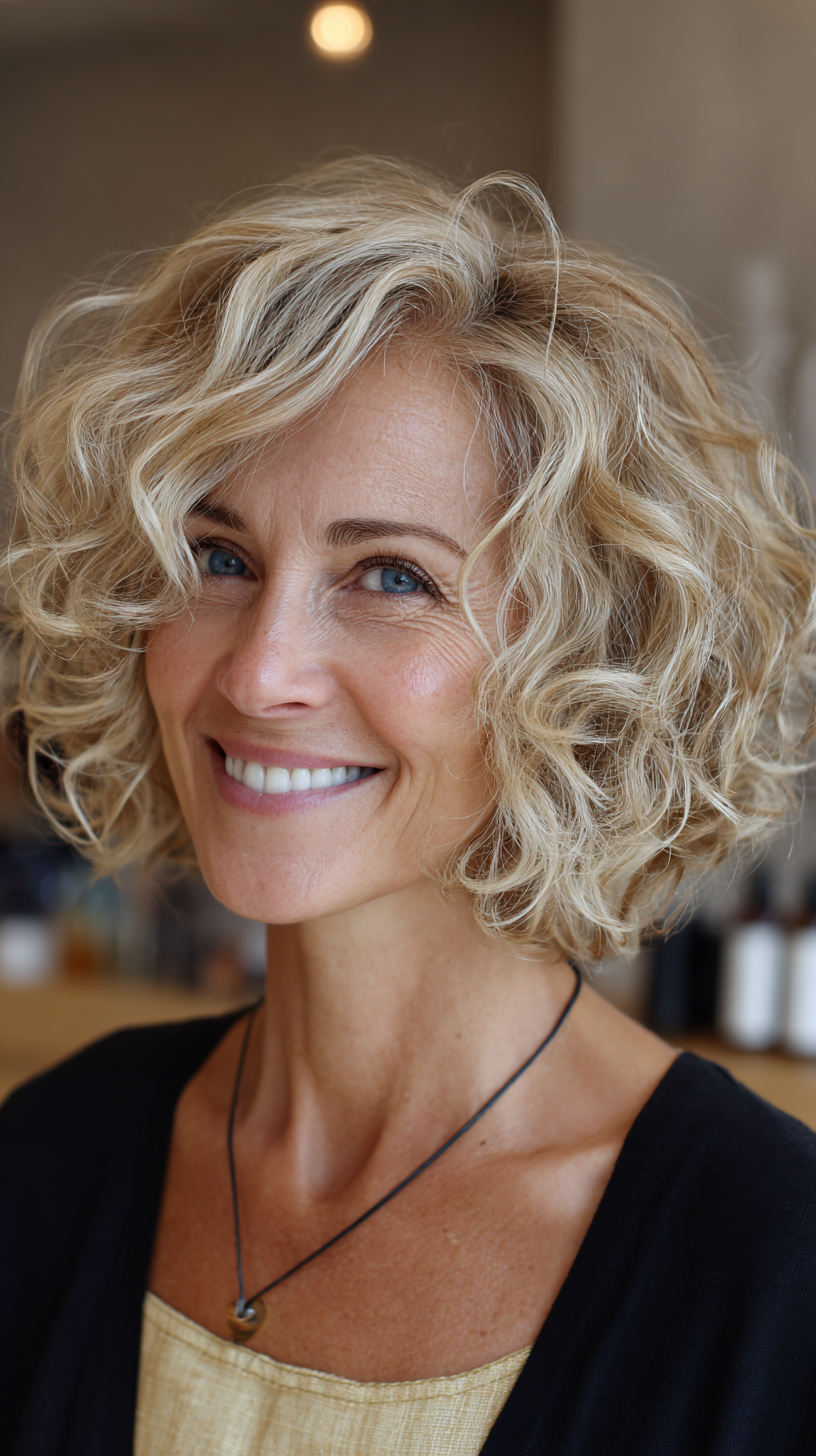 Textured Blonde Bob with Soft Side Bangs