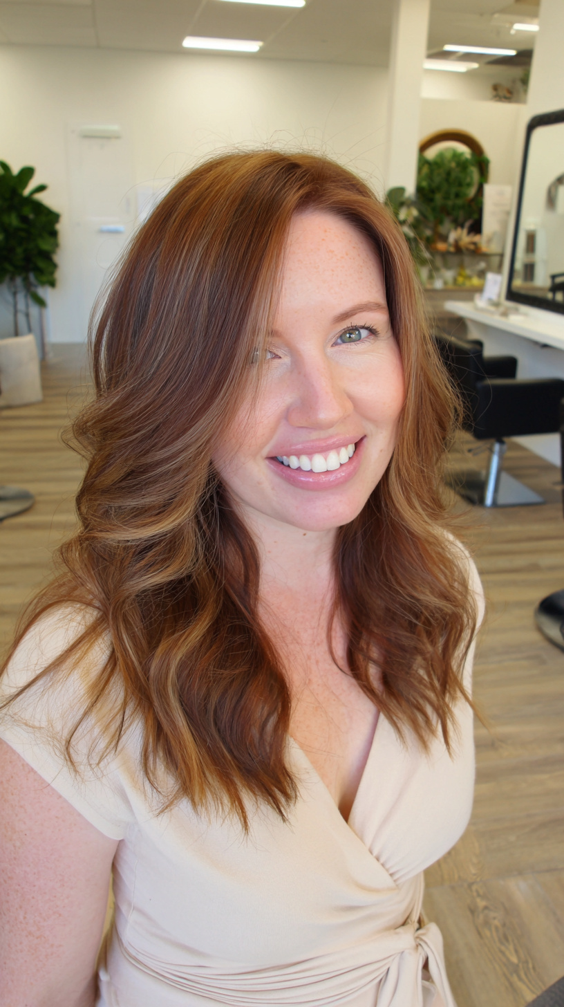 Warm Chestnut Waves with Subtle Highlights