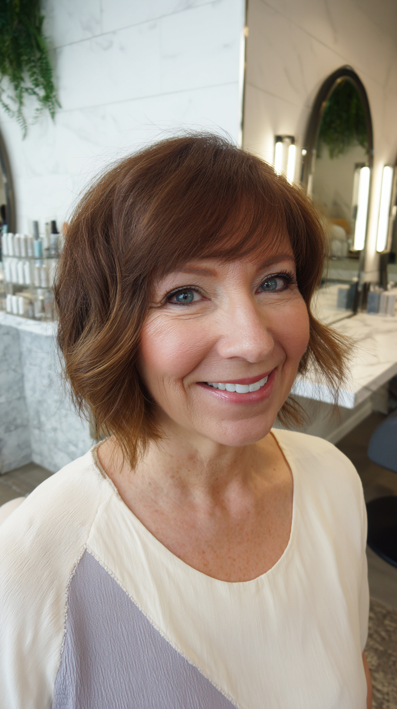 Warm Chocolate Bob with Soft Side Bangs