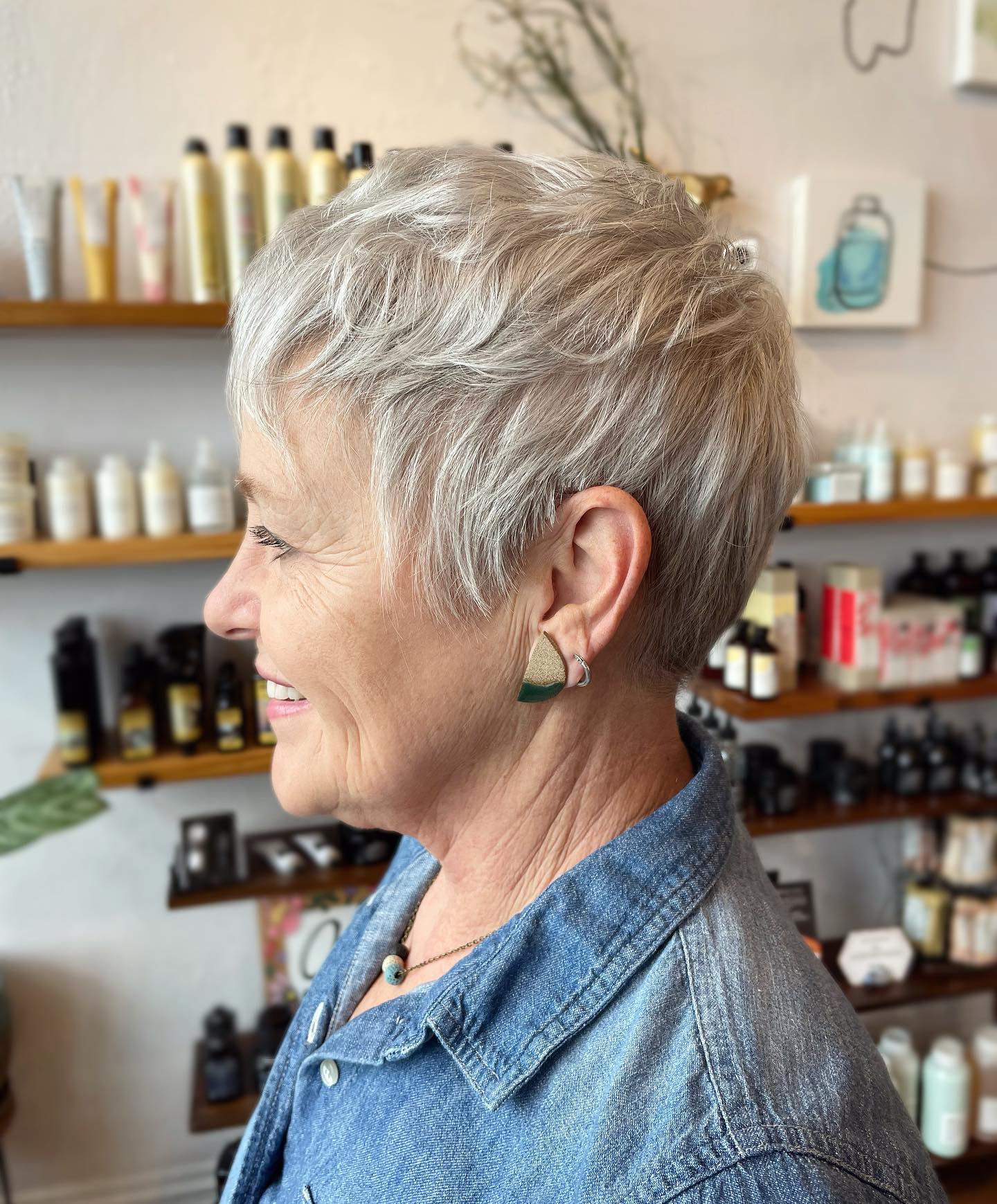 Chic Textured Silver Pixie Cut for Women Over 60