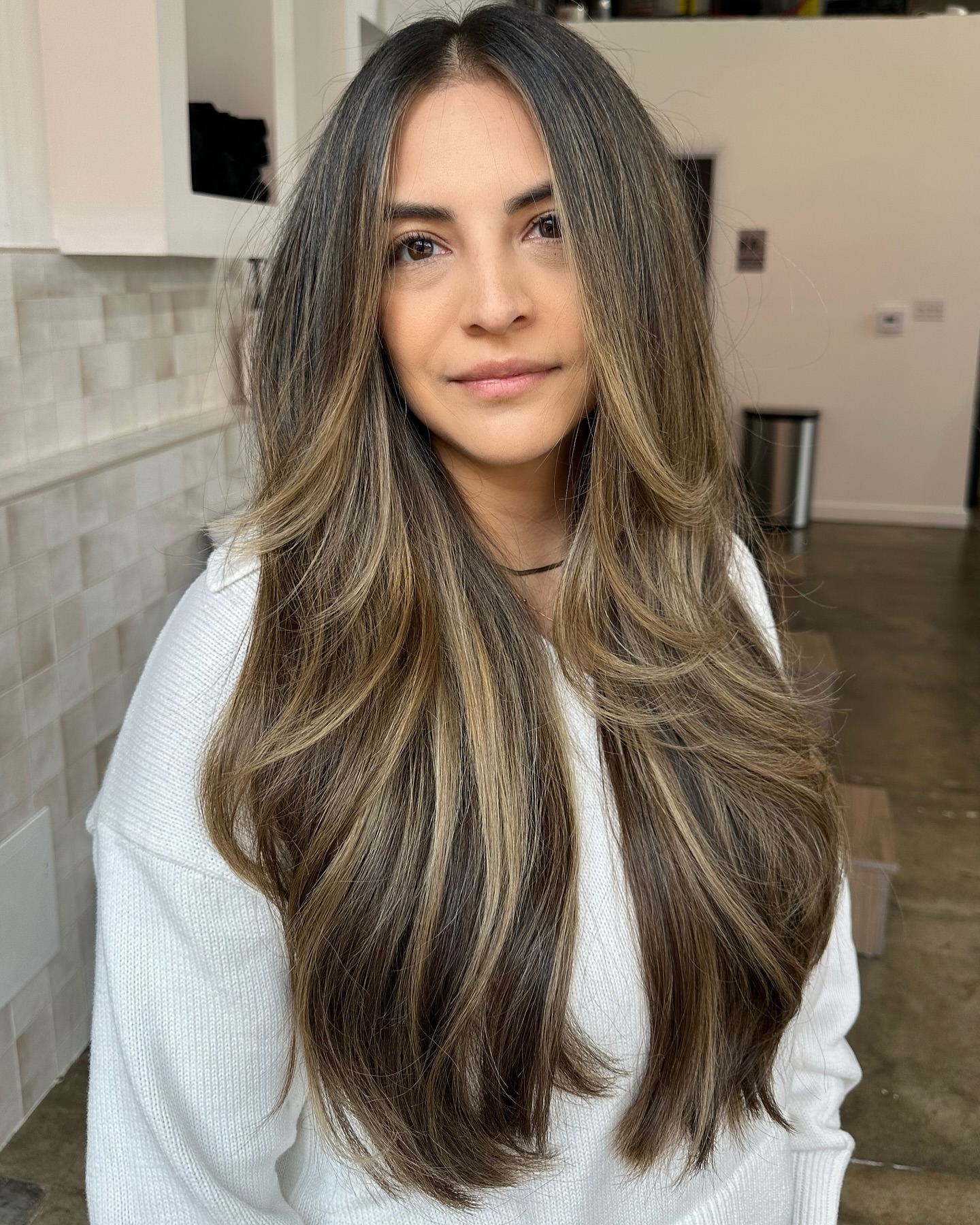 Luxurious Long Layers with Subtle Caramel Highlights
