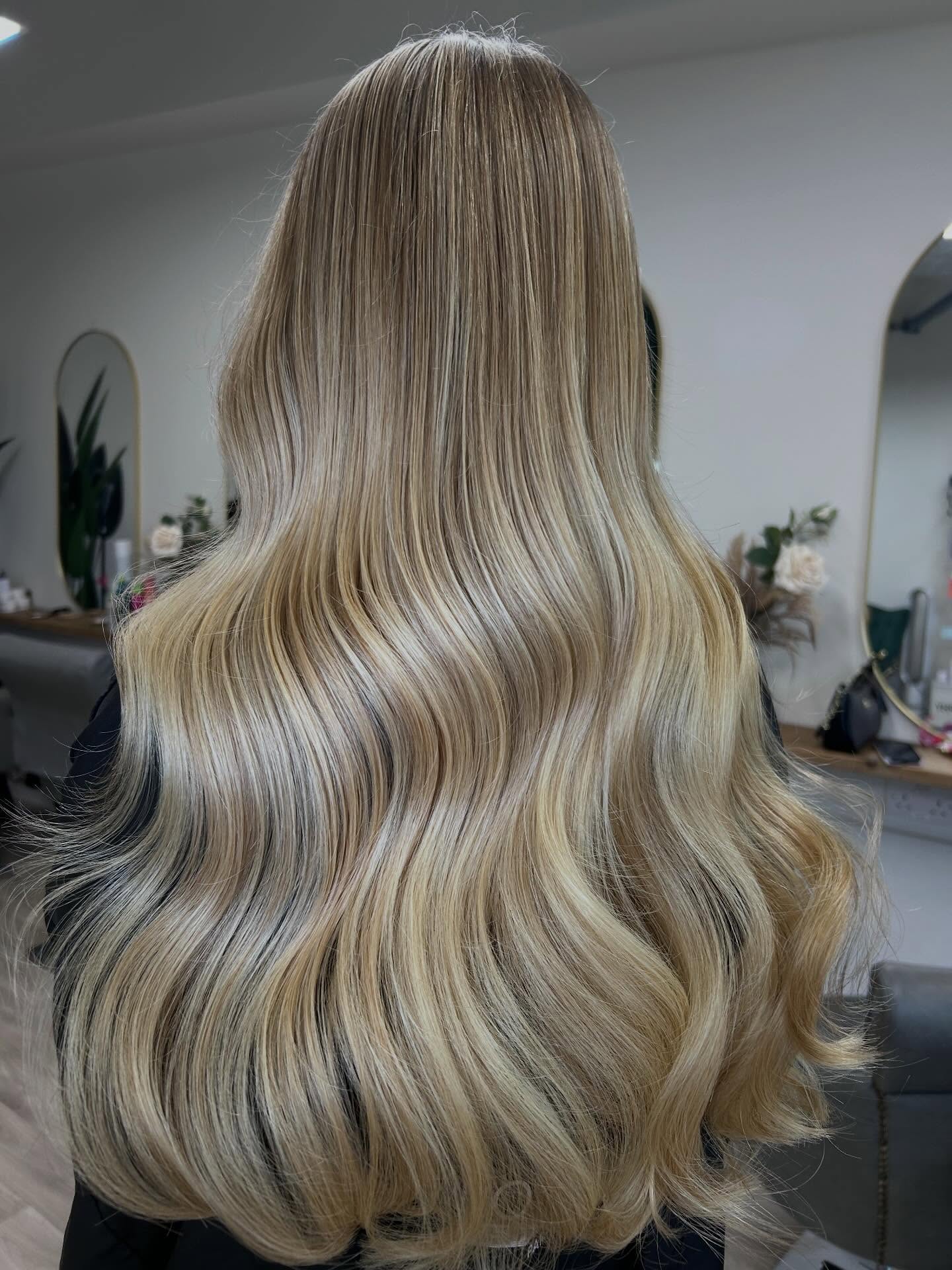 Luxurious Long Waves with Soft Platinum Highlights