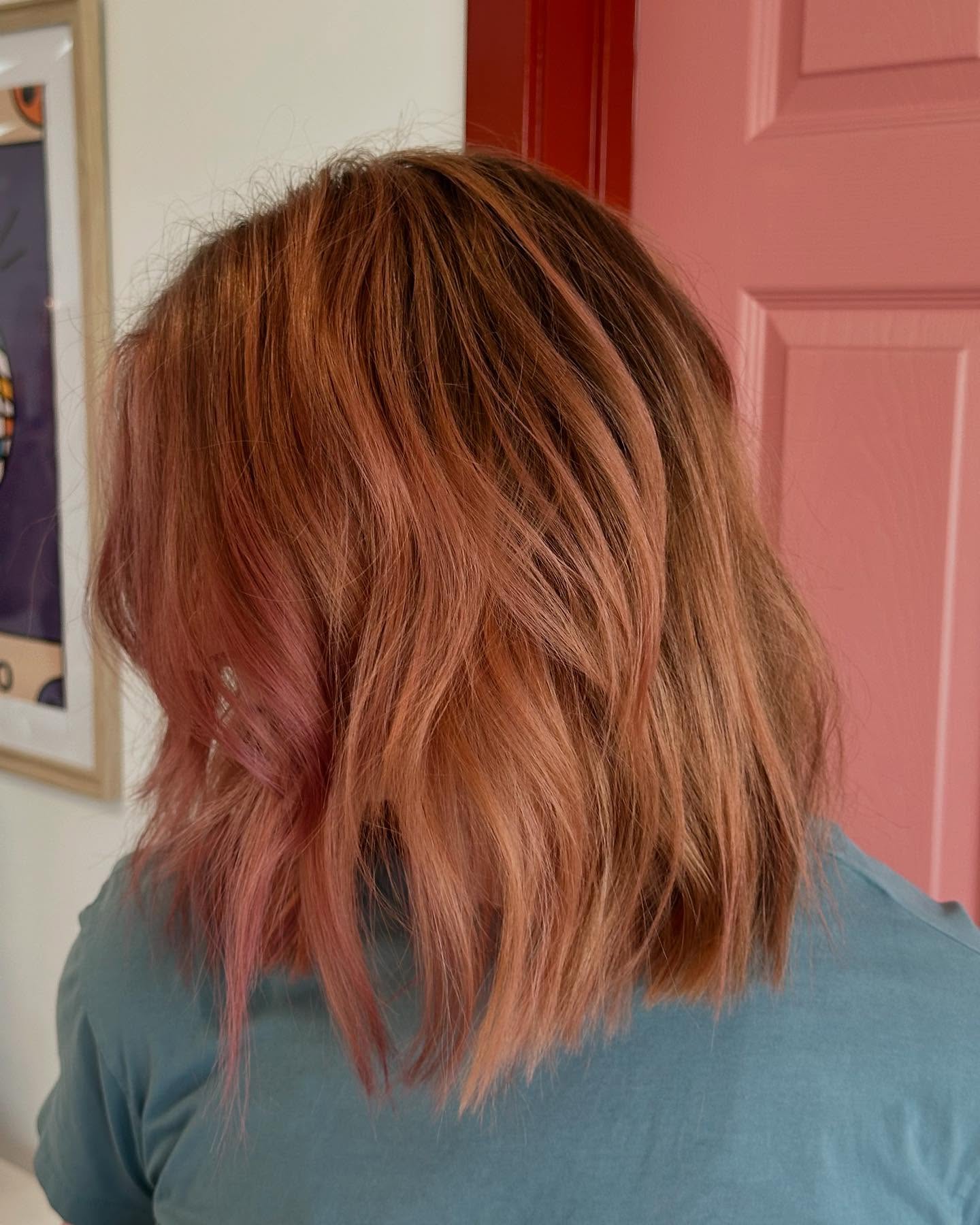 Playful Textured Lob with Peach Undertones