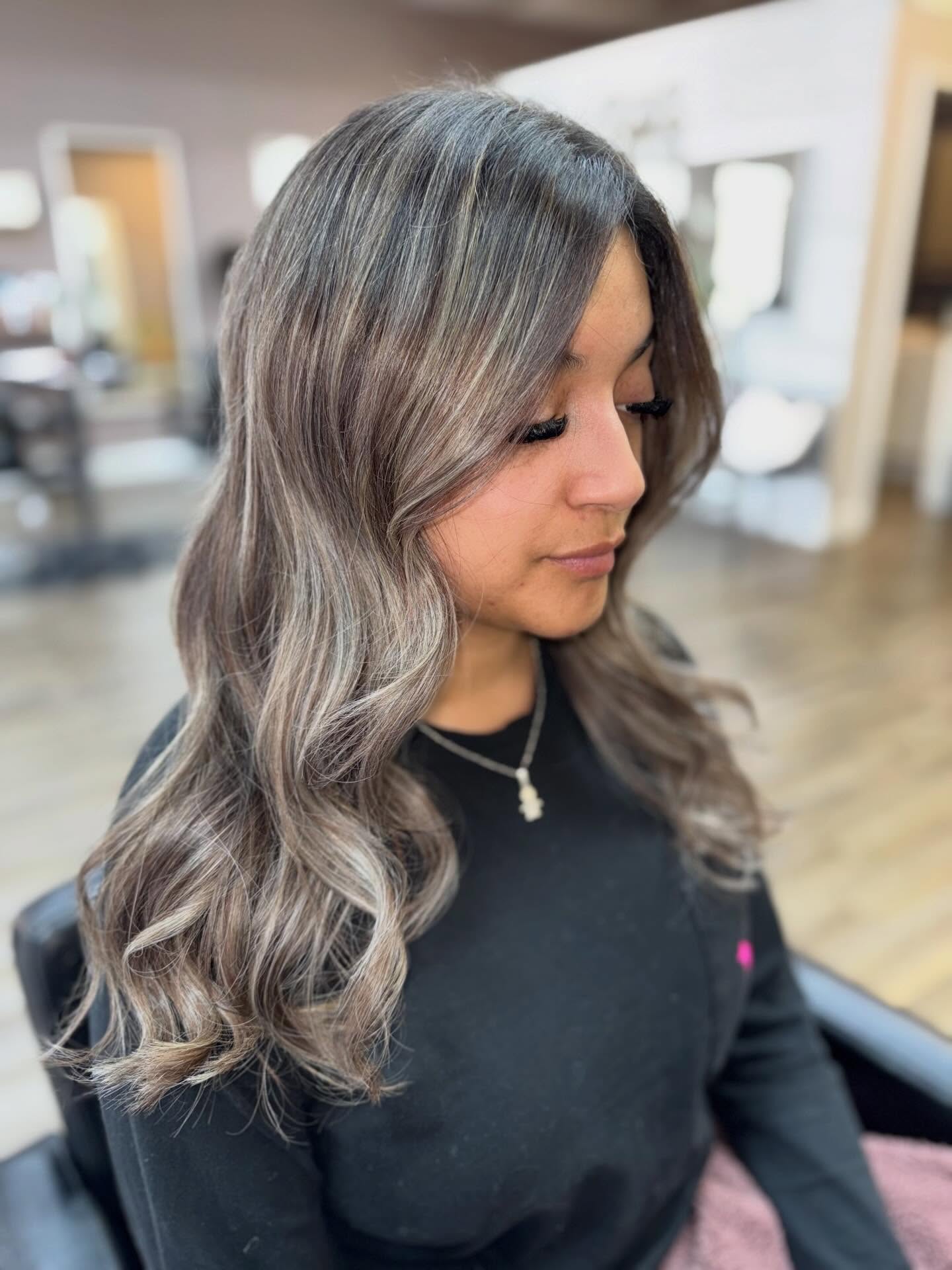 Soft Ash Brown Waves with Subtle Highlights
