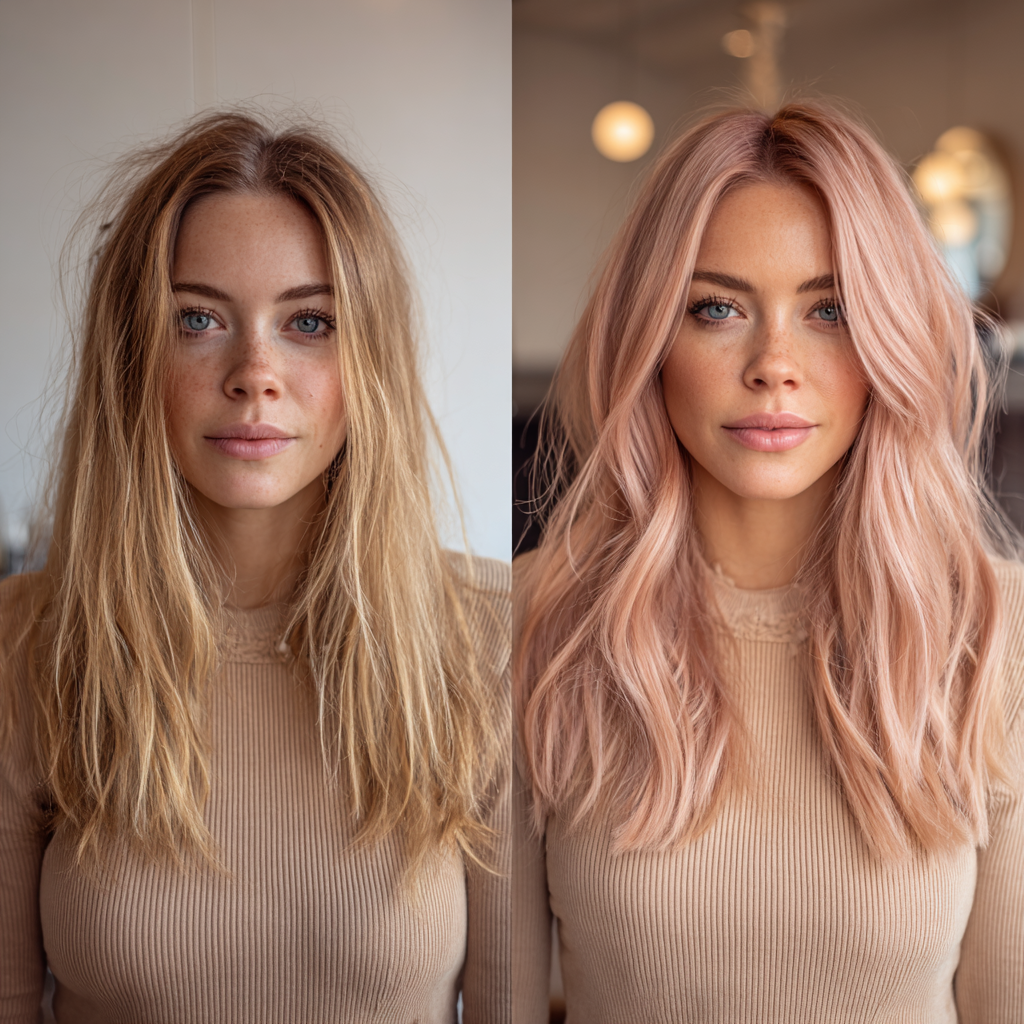 Soft Blush Waves with Textured Layers