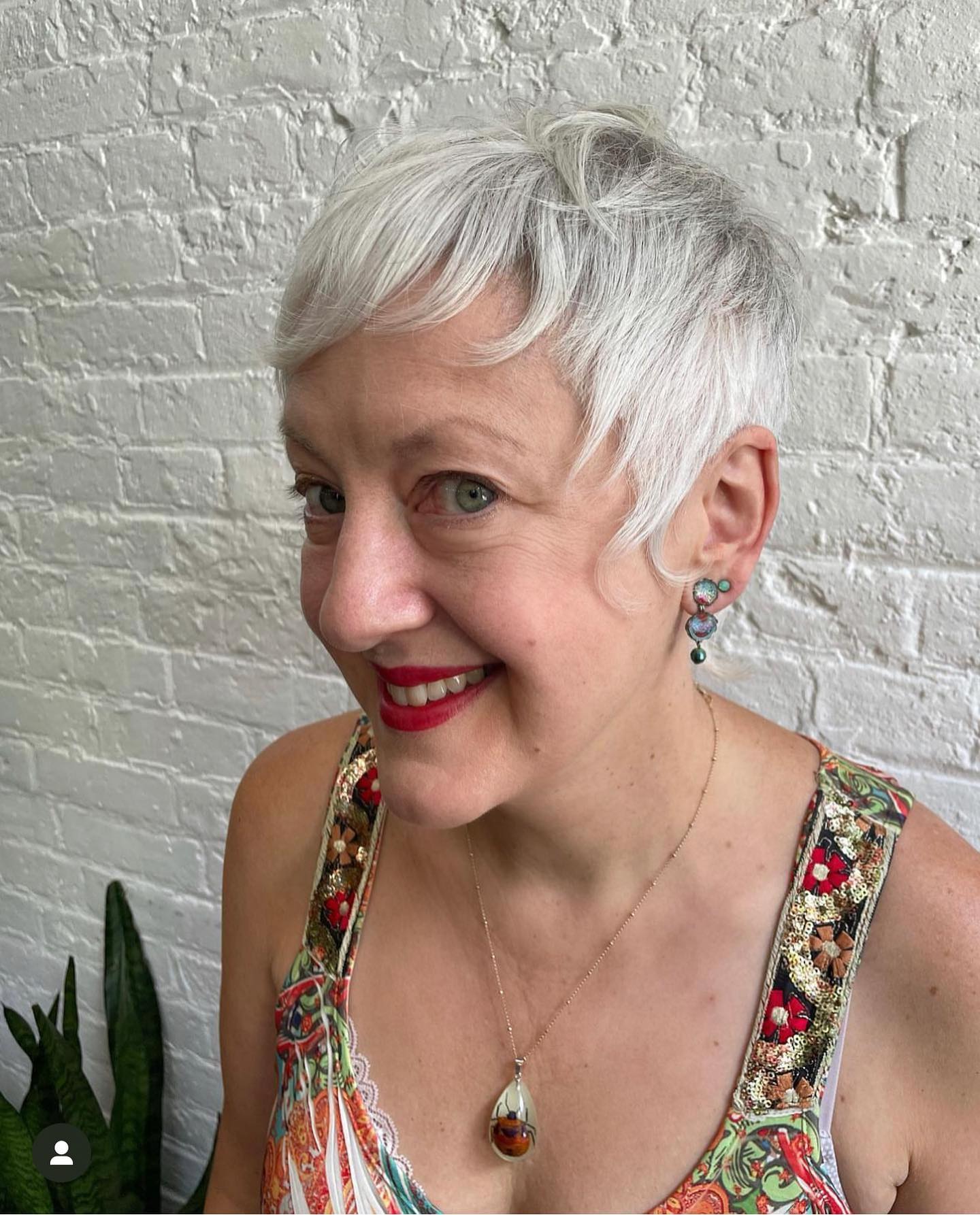 Textured Short Silver Pixie with Playful Bangs
