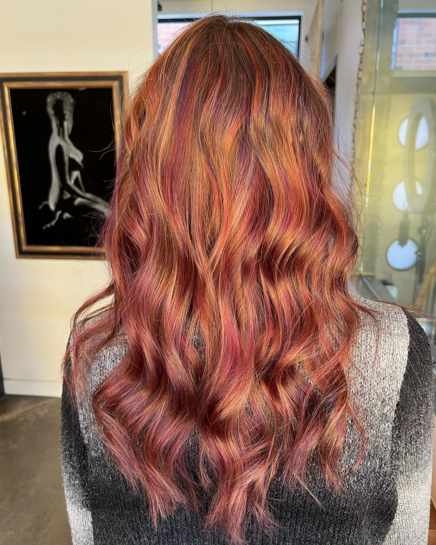 Vibrant Copper and Raspberry Waves