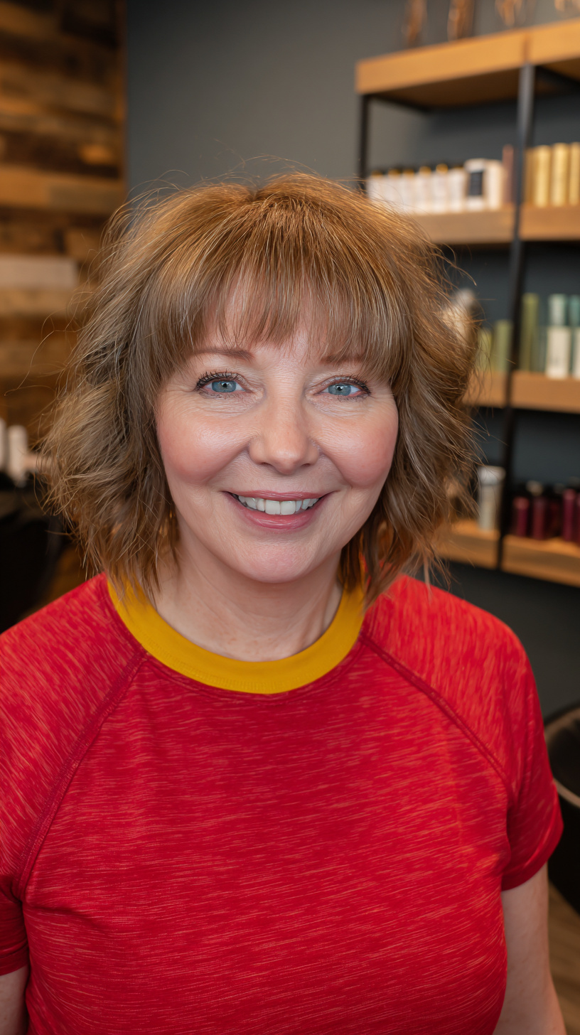 Chic Curly Bob with Subtle Bangs