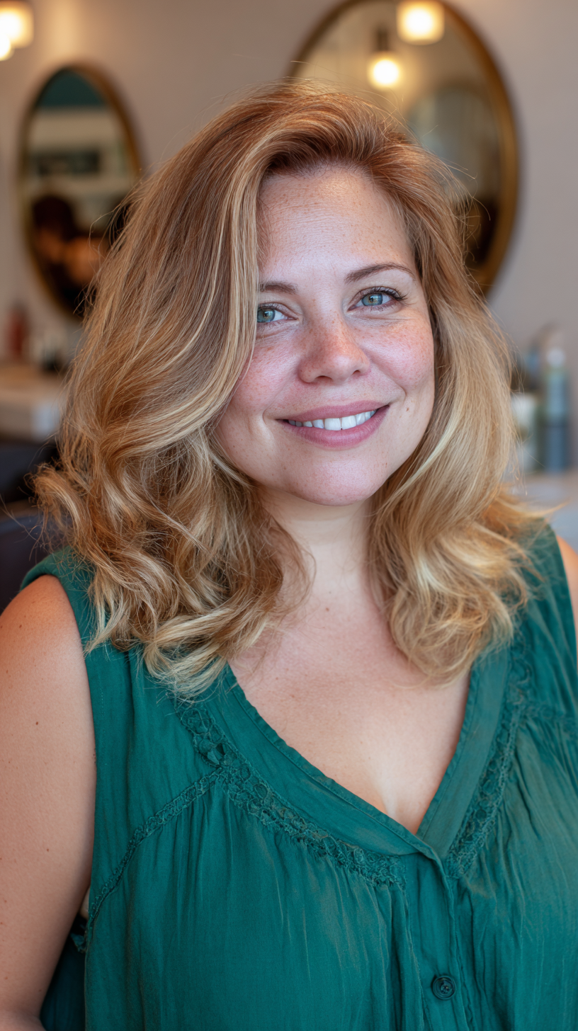 Chic Layered Blonde Waves with Subtle Highlights