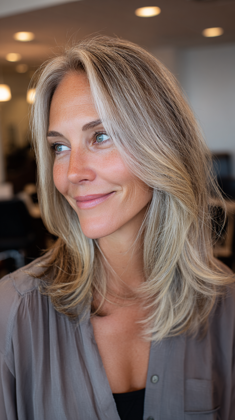 Chic Soft Blonde Layers with Subtle Face-Framing Highlights