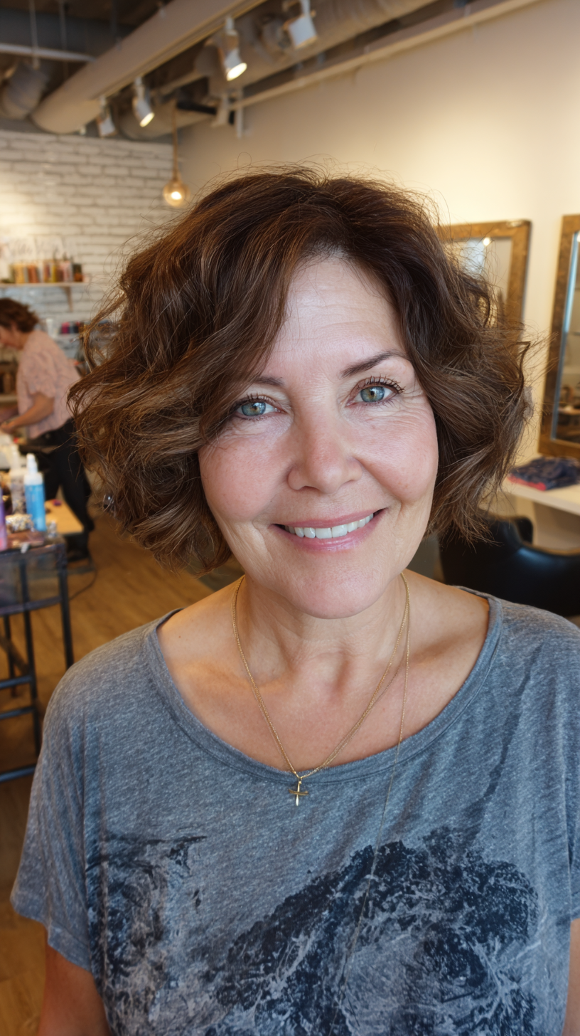 Chic Textured Bob with Soft Curls