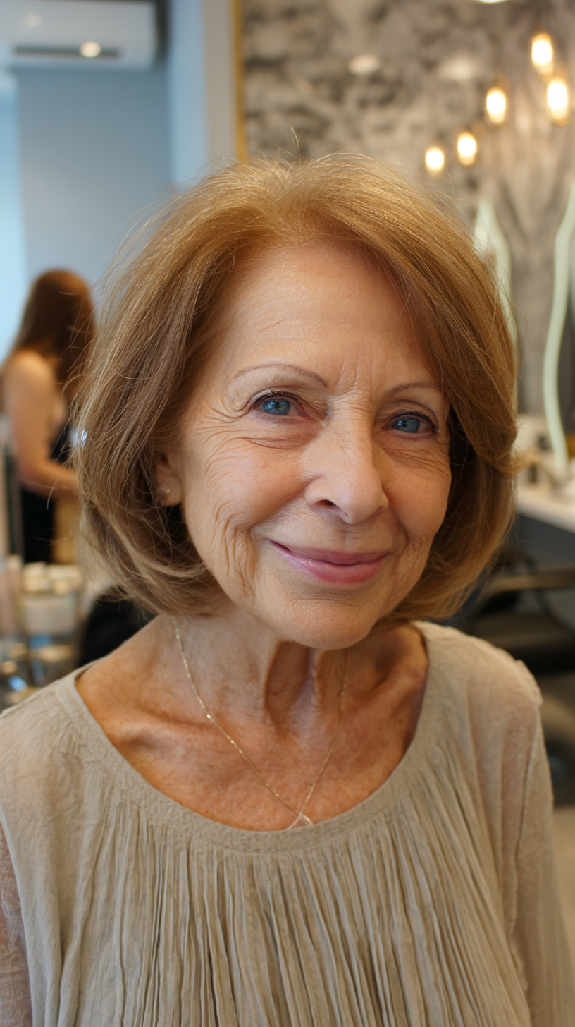 Classic Soft Layered Bob with Warm Caramel Tones