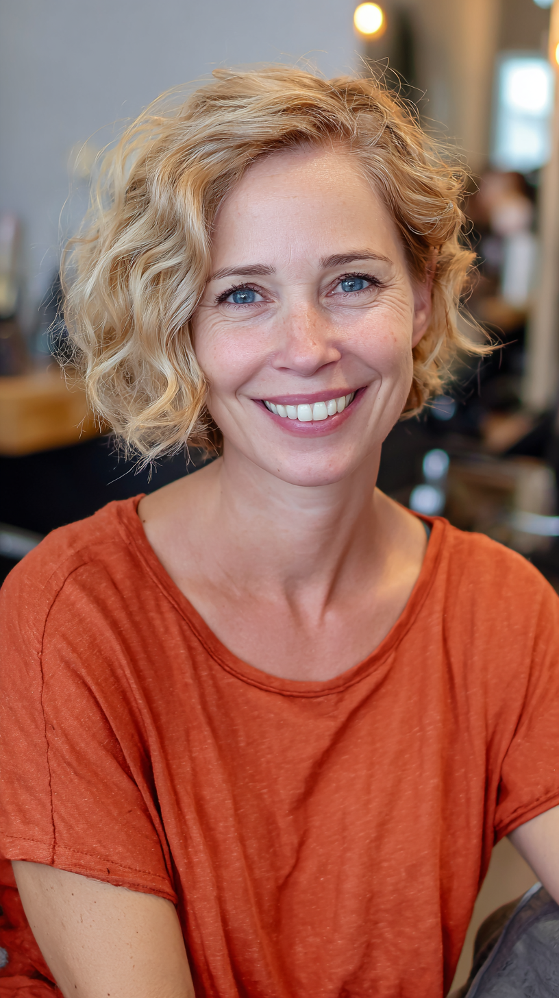 Playful Curly Lob with Soft Layers