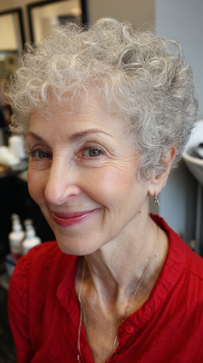Soft Curly Silver Crop with Defined Texture